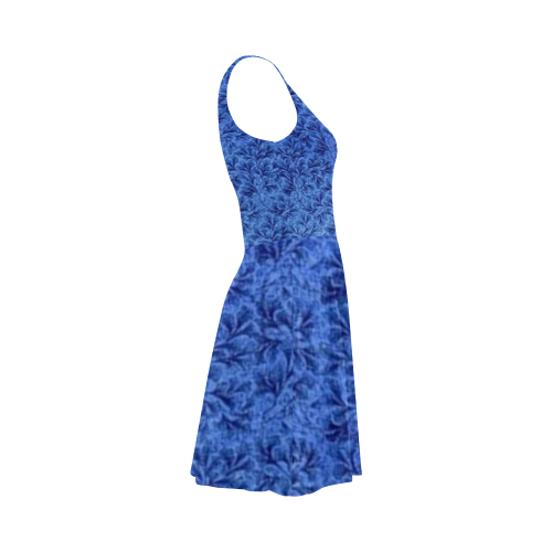 Vintage Floral Lace Leaf Sapphire Blue Atalanta Sundress (Model D04)