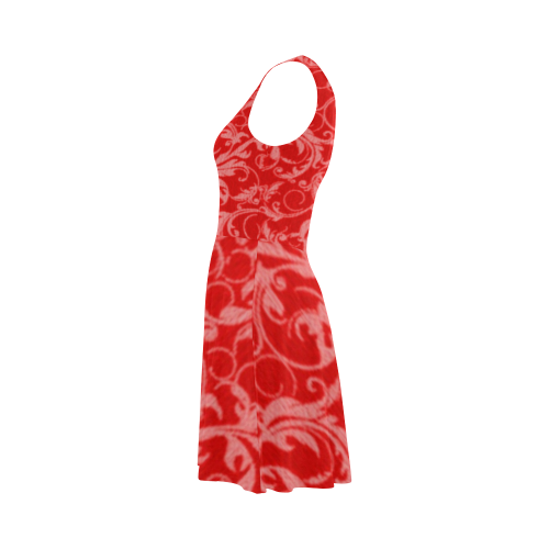 Vintage Swirls Coral Red Atalanta Sundress (Model D04)