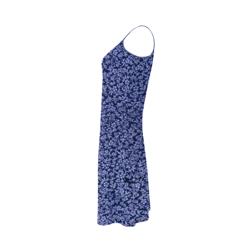 Vintage Floral Cerulean Blue Flowers Alcestis Slip Dress (Model D05)