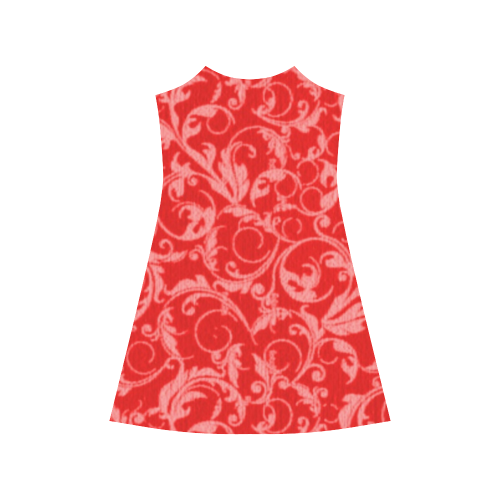 Vintage Swirls Coral Red Alcestis Slip Dress (Model D05)