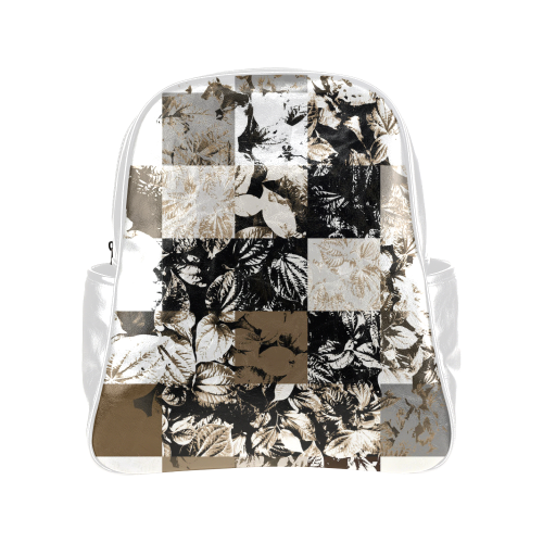 Foliage Patchwork #8 White - Jera Nour Multi-Pockets Backpack (Model 1636)