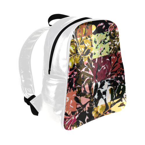 Foliage Patchwork #6 White - Jera Nour Multi-Pockets Backpack (Model 1636)