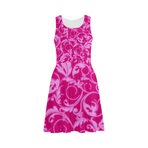 Vintage Swirls Hot Pink Atalanta Sundress (Model D04)