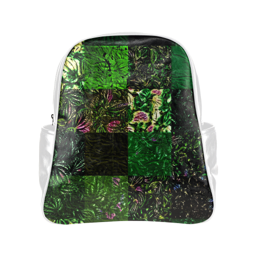 Foliage Patchwork #1 White - Jera Nour Multi-Pockets Backpack (Model 1636)