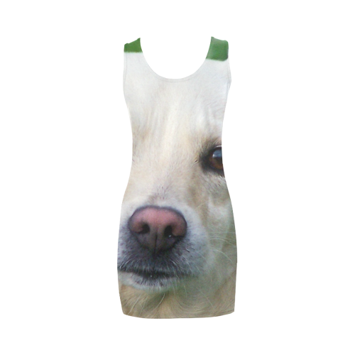 Dog face close-up Medea Vest Dress (Model D06)