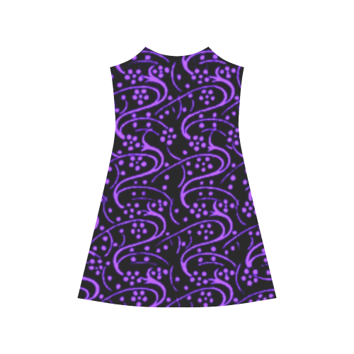 Vintage Swirl Floral Purple Black Alcestis Slip Dress (Model D05)