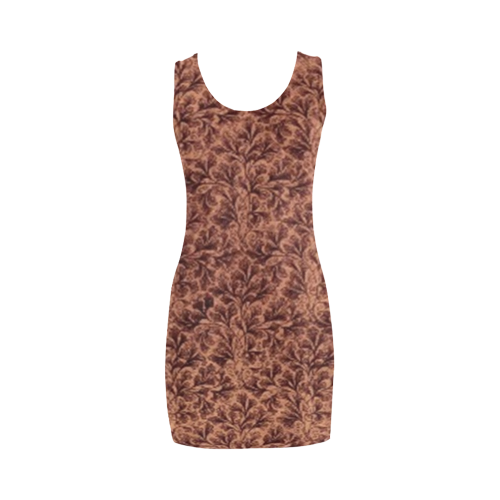 Vintage Floral Lace Leaf Coffee Brown Medea Vest Dress (Model D06)