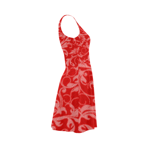 Vintage Swirls Coral Red Atalanta Sundress (Model D04)