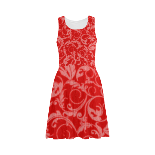 Vintage Swirls Coral Red Atalanta Sundress (Model D04)