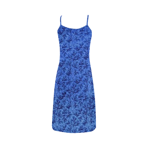 Vintage Floral Lace Leaf Sapphire Blue Alcestis Slip Dress (Model D05)