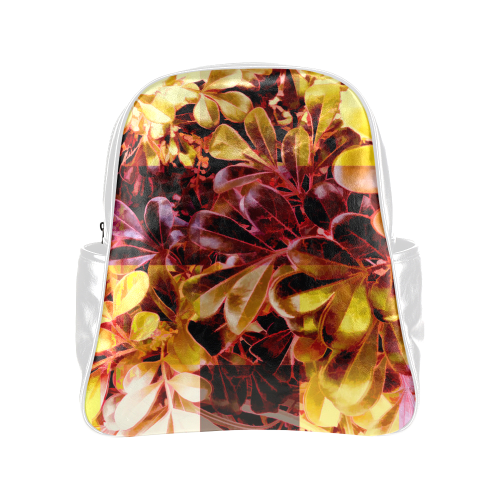 Foliage Patchwork #11 White - Jera Nour Multi-Pockets Backpack (Model 1636)