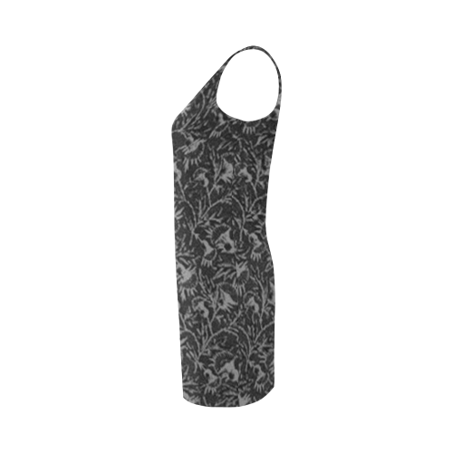 Vintage Floral Charcoal Black Medea Vest Dress (Model D06)