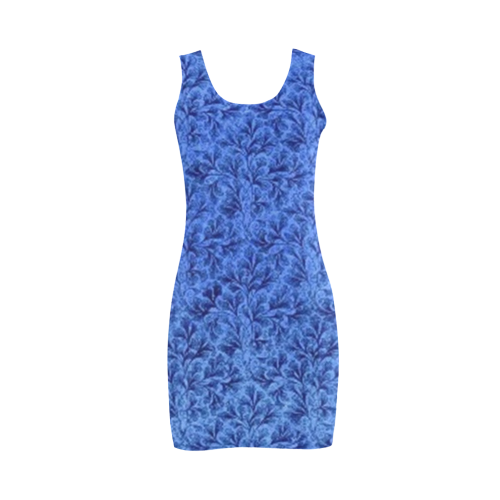 Vintage Floral Lace Leaf Sapphire Blue Medea Vest Dress (Model D06)