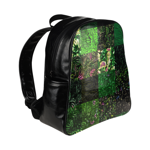 Foliage Patchwork #1Foliage Patchwork #4 Black - Jera Nour Multi-Pockets Backpack (Model 1636)