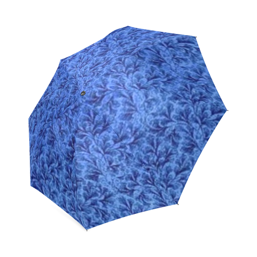 Vintage Floral Lace Leaf Sapphire Blue Foldable Umbrella (Model U01)