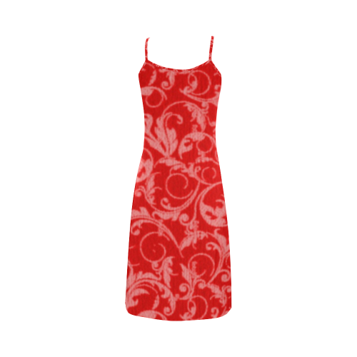 Vintage Swirls Coral Red Alcestis Slip Dress (Model D05)