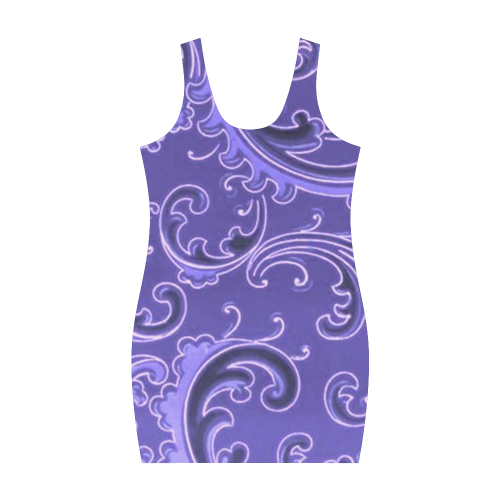 Vintage Swirls Curlicue Lavender Purple Medea Vest Dress (Model D06)