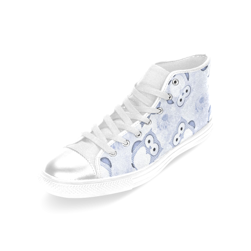 sweeetOwls Wallpaper blue Women's Classic High Top Canvas Shoes (Model 017)