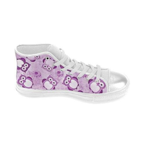 sweet Owls Wallpaper purple Women's Classic High Top Canvas Shoes (Model 017)