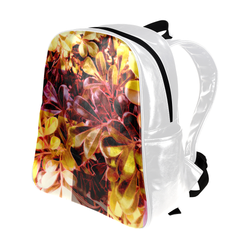 Foliage Patchwork #11 White - Jera Nour Multi-Pockets Backpack (Model 1636)