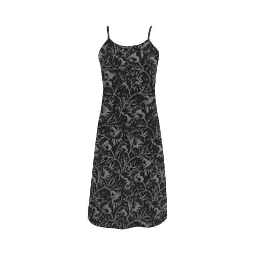Vintage Floral Charcoal Black Alcestis Slip Dress (Model D05)