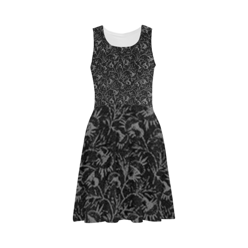 Vintage Floral Charcoal Black Atalanta Sundress (Model D04)