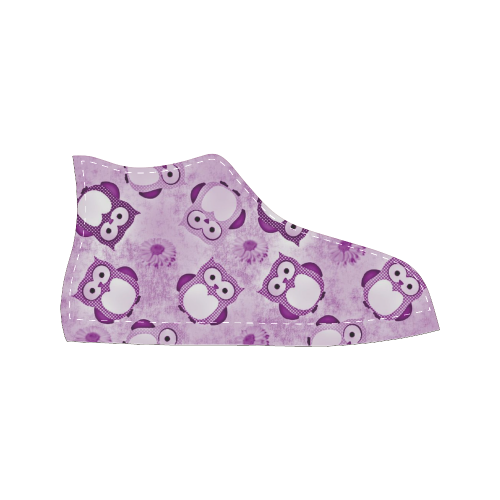 sweet Owls Wallpaper purple Women's Classic High Top Canvas Shoes (Model 017)