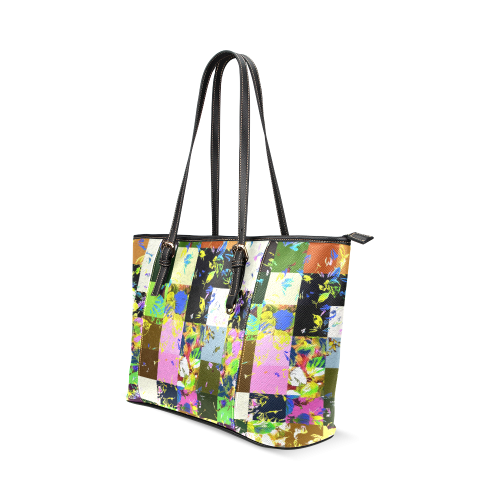 Foliage Patchwork #3 - Jera Nour Leather Tote Bag/Small (Model 1640)