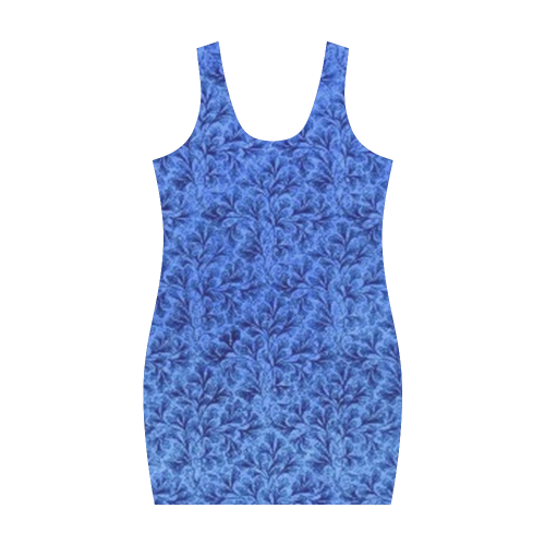Vintage Floral Lace Leaf Sapphire Blue Medea Vest Dress (Model D06)