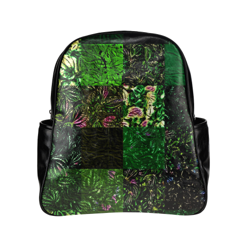 Foliage Patchwork #1Foliage Patchwork #4 Black - Jera Nour Multi-Pockets Backpack (Model 1636)