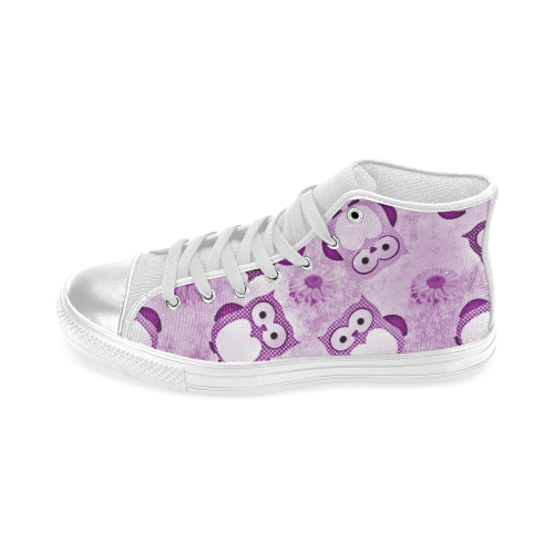 sweet Owls Wallpaper purple Women's Classic High Top Canvas Shoes (Model 017)