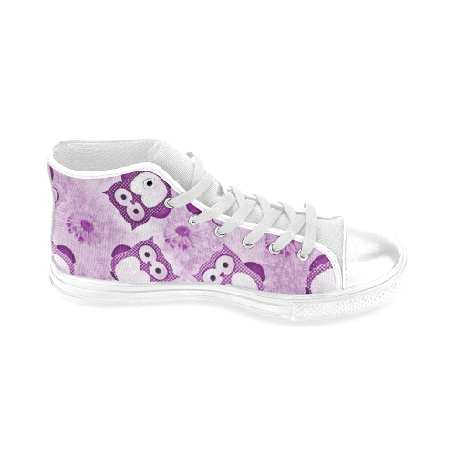 sweet Owls Wallpaper purple Men’s Classic High Top Canvas Shoes (Model 017)