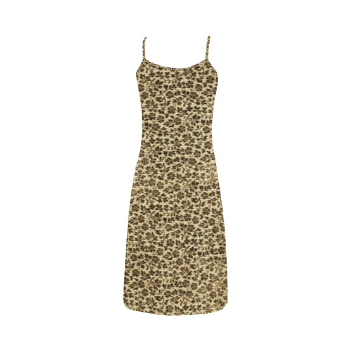 Vintage Floral Coffee Brown Flowers Alcestis Slip Dress (Model D05)