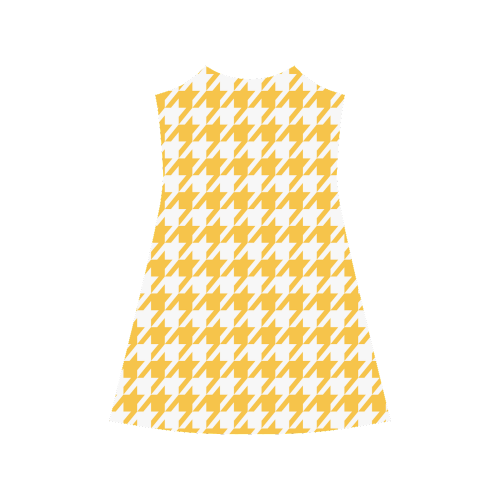 sunny yellow and white houndstooth classic pattern Alcestis Slip Dress (Model D05)
