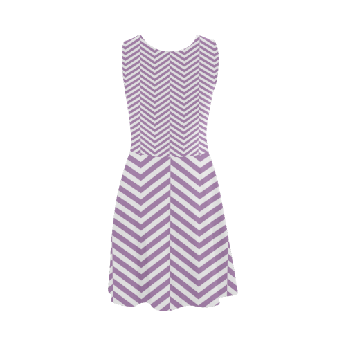 lilac purple and white classic chevron pattern Atalanta Sundress (Model D04)