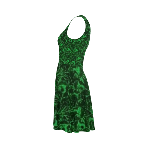 Vintage Floral Emerald Green Flowers Atalanta Sundress (Model D04)