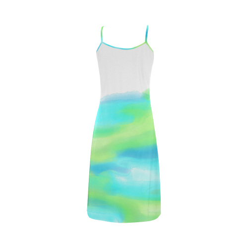 blue green water color abstract art Alcestis Slip Dress (Model D05)