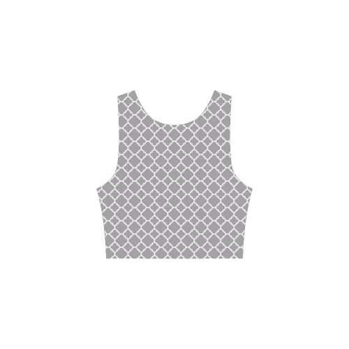 grey white quatrefoil classic pattern Atalanta Sundress (Model D04)