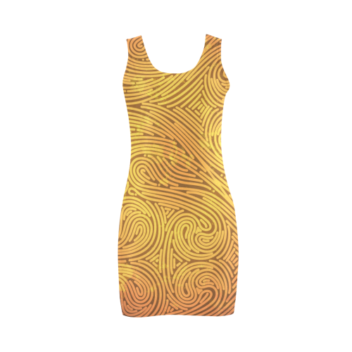 gold leaf abstract pattern Medea Vest Dress (Model D06)
