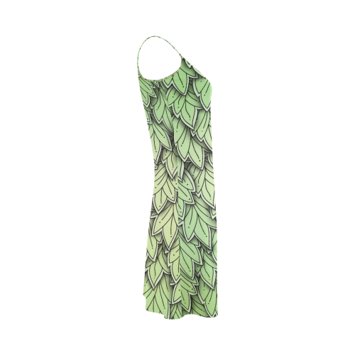 Mandy Green hanging Leaves Pattern Alcestis Slip Dress (Model D05)