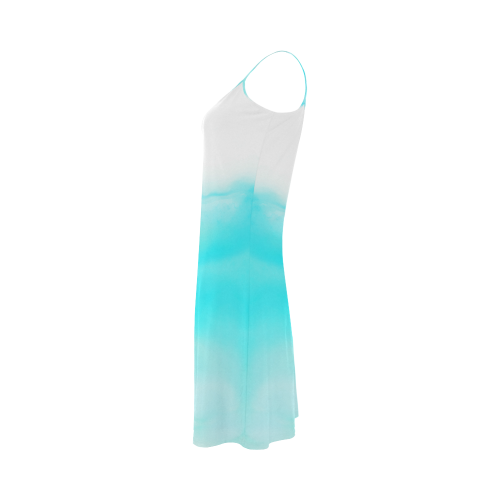 blue - turquoise bright watercolor abstract Alcestis Slip Dress (Model D05)
