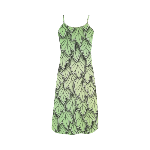 Mandy Green hanging Leaves Pattern Alcestis Slip Dress (Model D05)