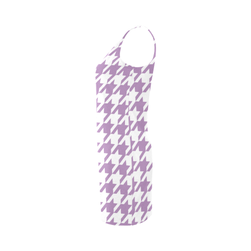 lilac and white houndstooth classic pattern Medea Vest Dress (Model D06)