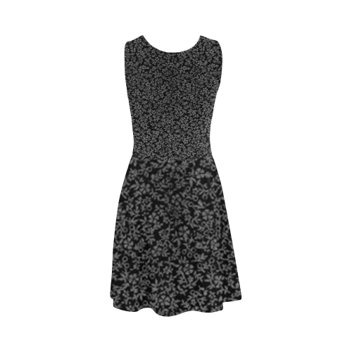 Vintage Floral Charcoal Gray Black Atalanta Sundress (Model D04)