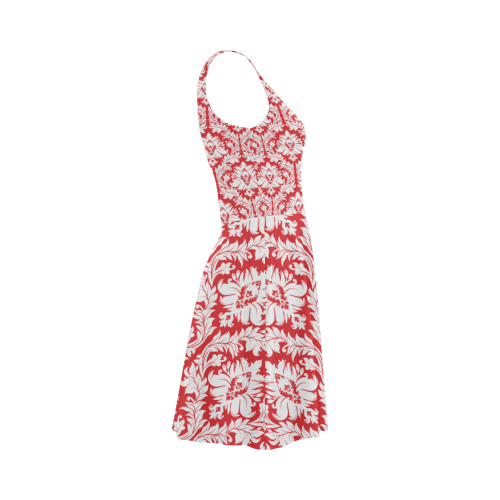 damask pattern red and white Atalanta Sundress (Model D04)