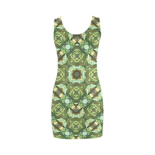 Mandy Green - Fountain Foilage pattern Medea Vest Dress (Model D06)