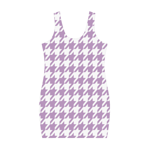 lilac and white houndstooth classic pattern Medea Vest Dress (Model D06)