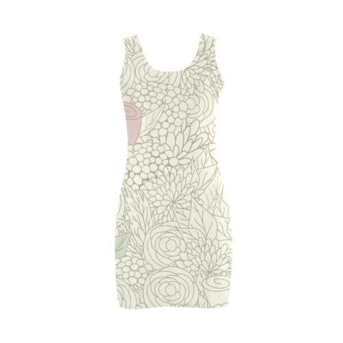 vintage flower pattern Medea Vest Dress (Model D06)