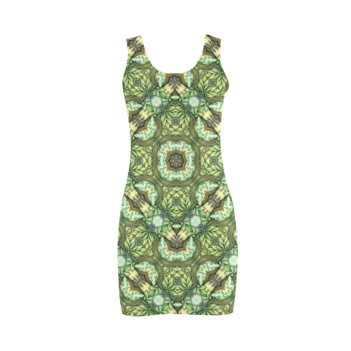 Mandy Green - Fountain Foilage pattern Medea Vest Dress (Model D06)