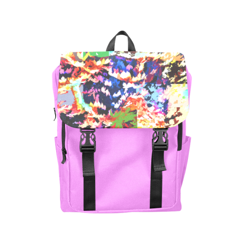 Foliage Patchwork #7 Pink - Jera Nour Casual Shoulders Backpack (Model 1623)